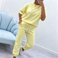 Completo casual a maniche corte da donna (top e pantaloni)