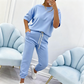 Completo casual a maniche corte da donna (top e pantaloni)