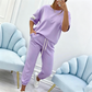 Completo casual a maniche corte da donna (top e pantaloni)