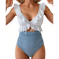 🏖️Occasioni estive 🌊 Costume da bagno da donna Aqua Eve con effetto snellente 💃 Scollo a V modellante 🩱 Design raffinato 🌸 Eleganti volant e chic cut-out 💕