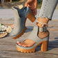👡50% DI SCONTO✨ Sandali open-toe con tacco largo | Aumento di statura stabile · Design traforato traspirante · Cinturini regolabili alla caviglia · Suola in gomma antiscivolo · Modello estivo versatile