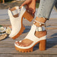 👡50% DI SCONTO✨ Sandali open-toe con tacco largo | Aumento di statura stabile · Design traforato traspirante · Cinturini regolabili alla caviglia · Suola in gomma antiscivolo · Modello estivo versatile