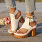 👡50% DI SCONTO✨ Sandali open-toe con tacco largo | Aumento di statura stabile · Design traforato traspirante · Cinturini regolabili alla caviglia · Suola in gomma antiscivolo · Modello estivo versatile