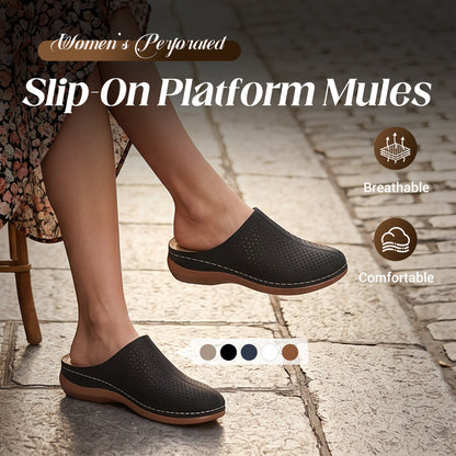 Mules da donna con plateau e tomaie traforate