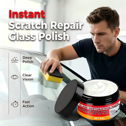 🥳SUPER OFFERTA 2026🥳💞50.000+ VENDUTI!🔥50% DI SCONTO! Pasta riparatrice per graffi del vetro dell'auto con spugna – Elimina piccoli graffi e segni, ripristina la trasparenza del vetro, applicazione semplice, nessuna competenza richiesta 🚗💎