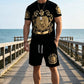 🖤👕🩳 -50% sul Set Uomo T-shirt e Shorts Gold Crest ✨ – Stampa di Lusso, Comfort Traspirante e Stile Estivo Immediato