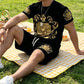 🖤👕🩳 -50% sul Set Uomo T-shirt e Shorts Gold Crest ✨ – Stampa di Lusso, Comfort Traspirante e Stile Estivo Immediato