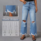 Jeans a zampa strappati a vita alta da donna