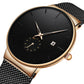 Orologio da uomo minimalista impermeabile al quarzo