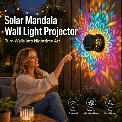 🌞50% DI SCONTO! 🌀 Luce solare a forma di mandala – Splendida proiezione di motivi, design 2 in 1 per pavimento e parete, impermeabile IP65 con accensione/spegnimento automatico 🌿