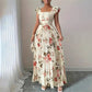 🌸Nuovi arrivi 2026🌸 👗 Elegante abito lungo plissettato con stampa floreale ✨ – Romantico scollo quadrato, maniche a volant e gonna floreale fluida🌷