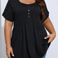 T-shirt da donna con maniche a sbuffo e pieghe sul davanti