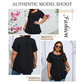 T-shirt da donna con maniche a sbuffo e pieghe sul davanti