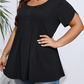 T-shirt da donna con maniche a sbuffo e pieghe sul davanti