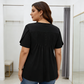 T-shirt da donna con maniche a sbuffo e pieghe sul davanti