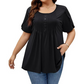 T-shirt da donna con maniche a sbuffo e pieghe sul davanti