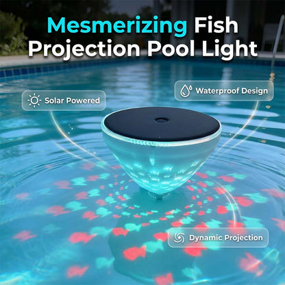 Lampada solare galleggiante per piscina con proiezione di pesci