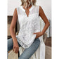 📢📢 Sconto del 50% ⏰ Camicia da donna chic, senza maniche, in pizzo floreale