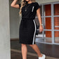 Completo da donna 2 pezzi: T-shirt e gonna con coulisse