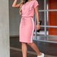 Completo da donna 2 pezzi: T-shirt e gonna con coulisse