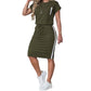 Completo da donna 2 pezzi: T-shirt e gonna con coulisse