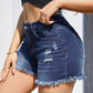 Shorts da donna in denim elasticizzato a vita alta