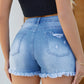 Shorts da donna in denim elasticizzato a vita alta