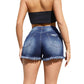 Shorts da donna in denim elasticizzato a vita alta
