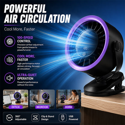 Ventilatore portatile USB con display digitale