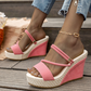 👠 SCONTO DEL 50% A TEMPO LIMITATO! ✨ Sandali da donna con zeppa e tacco alto – Intrecciati, con cinturino alla caviglia, perfetti per il resort 🌴