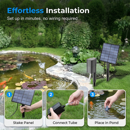 🔥 SCONTO DEL 50% 🐟 Aeratore da laghetto alimentato a energia solare con pompa d'aria integrata ☀️ Ossigena l'acqua in modo efficace – senza costi di elettricità 🌿