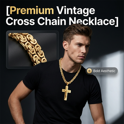 Collana da uomo vintage con catena e ciondolo a croce