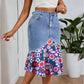 Gonna in denim a sirena a vita alta da donna