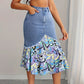 Gonna in denim a sirena a vita alta da donna