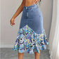 Gonna in denim a sirena a vita alta da donna