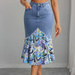 Gonna in denim a sirena a vita alta da donna