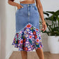 Gonna in denim a sirena a vita alta da donna