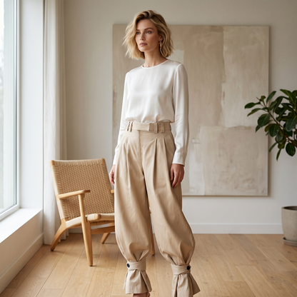 👖 SCONTO DEL 50%! 🎉 Pantaloni da donna a lanterna con pieghe e orli con volant – Leggeri e ariosi – Perfetti per l’estate, la spiaggia o un romantico look boho – femminili e comodi 🌸