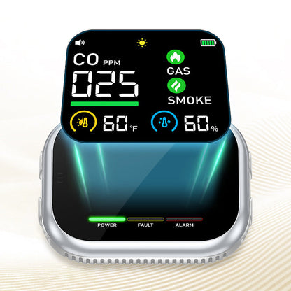 Rilevatore di gas portatile multigas con display LCD e batteria di backup