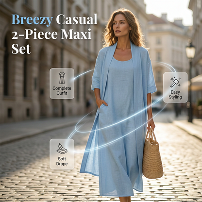 Completo casual da donna in due pezzi: abito e cardigan