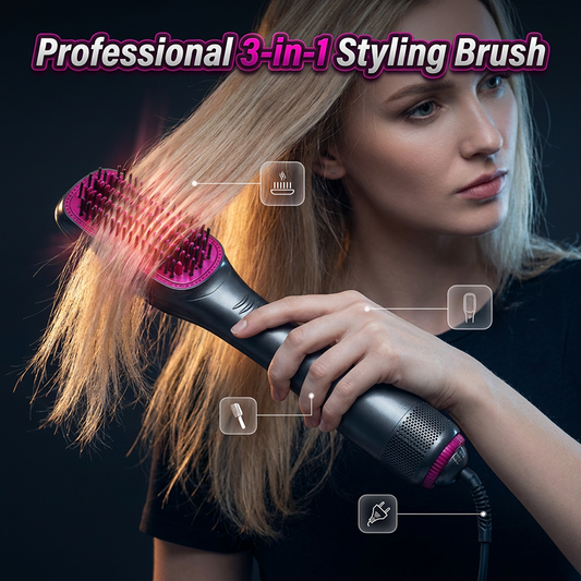 ⏰ SCONTO 50% – Solo per Poco Tempo 💇‍♀️ Spazzola ad Aria Calda 3-in-1 ✨ Asciuga, Liscia e Piega con un Solo Strumento