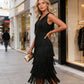 Abito Flapper da donna senza maniche, con scollo a V e frange