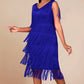 Abito Flapper da donna senza maniche, con scollo a V e frange