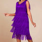 Abito Flapper da donna senza maniche, con scollo a V e frange