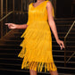 Abito Flapper da donna senza maniche, con scollo a V e frange