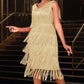 Abito Flapper da donna senza maniche, con scollo a V e frange