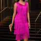 Abito Flapper da donna senza maniche, con scollo a V e frange