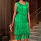 Abito Flapper da donna senza maniche, con scollo a V e frange