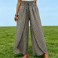 Pantaloni da donna a gamba larga con spacco e vita arricciata