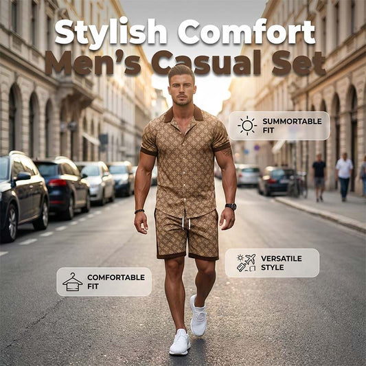 ⏳Offerta a tempo limitato: -50%⏰ Set estivo da uomo in 2 pezzi con stampa👕🩳